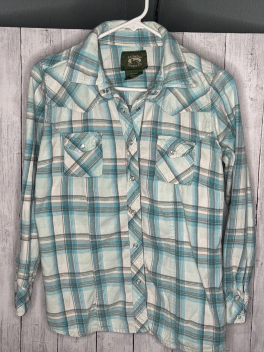 Stillwater Supply Co. Plaid Snap Button-Up in Teal and White
